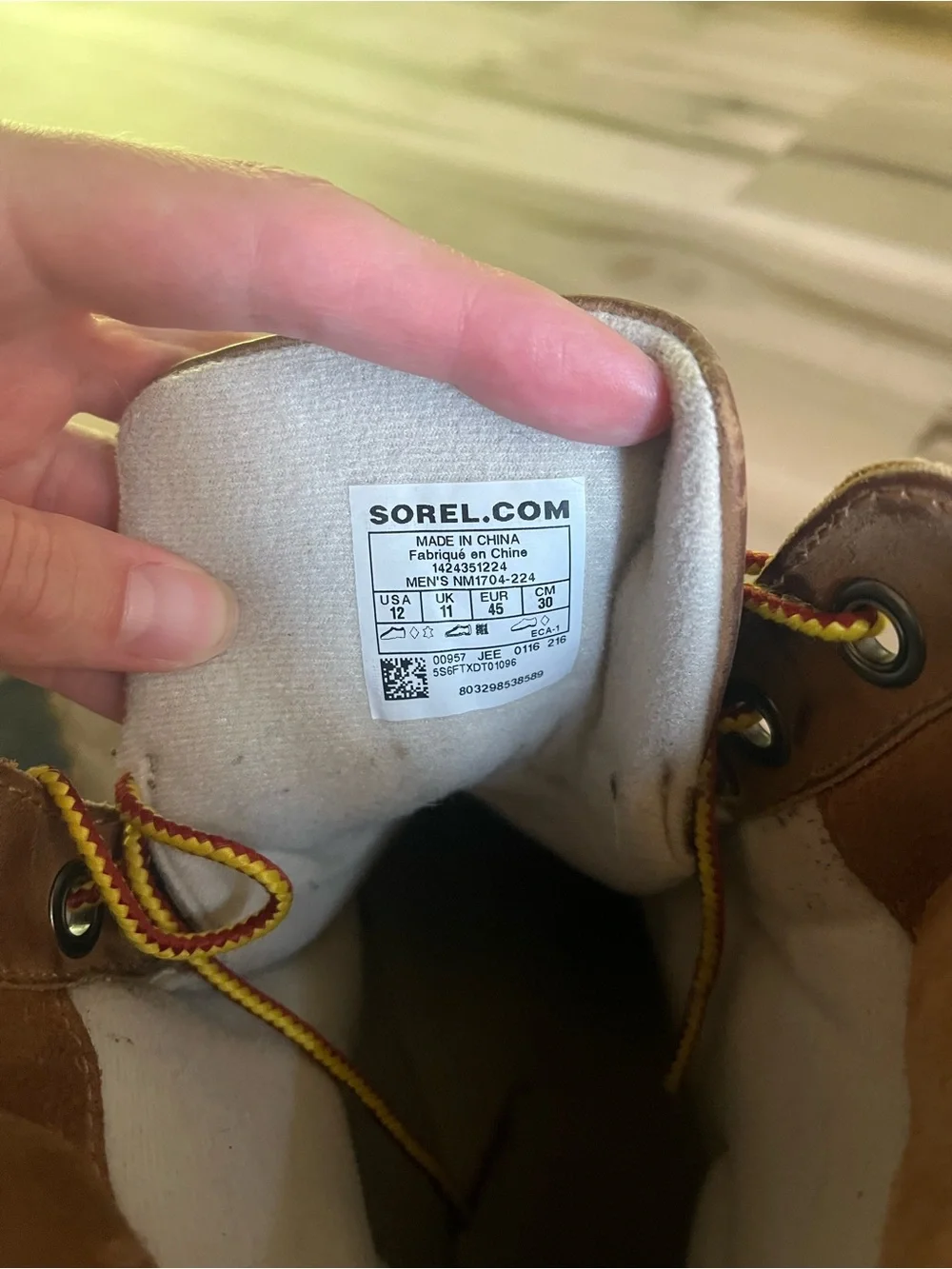 Sorel Men's Cheyanne Lace Full Grain Leather Duck Boots in Chipmunk /Black Sz 12